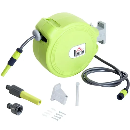 "Schlauchtrommel Schlauchbox Garten Schlauchhalter Wandmontage automatisch 180° schwenkbar Grün 20 m image"