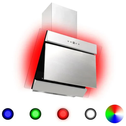 "Dunstabzugshaube RGB-LED 60 cm aus Edelstahl und gehärtetem Glas image"