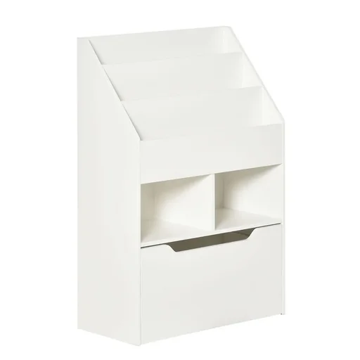 "Kinderregal mit Schublade Standregal Bücherregal Dekoregal mit Fächer Weiß 60 x 29,9 x 90 cm image"