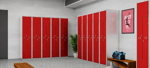 "Schließfach-Spind Z PLZ-Serie - 2 Türen mit Schlüsselschlössern, grau-rot image"