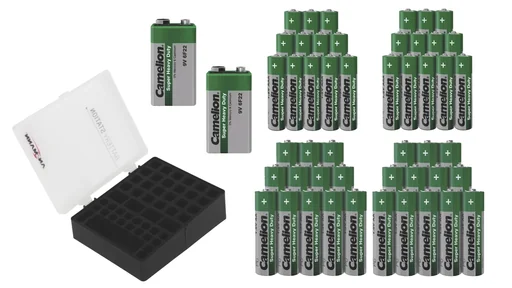 "50-teiliges Zink-Kohle Batterie Sparset + Batteriebox image"