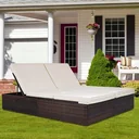 2-Personen-Liege polyrotan braun - creme 193 x 116 x 33cm