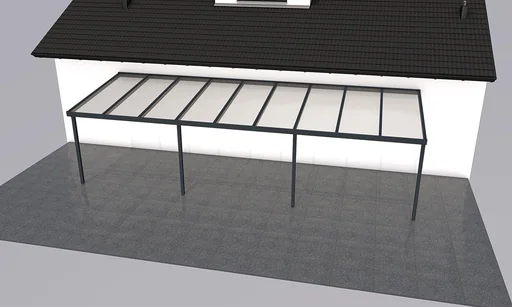 "Terrassendach Premium, anthrazit, 9135 x 3060 mm - Polycarbonat Stegplatten 16 mm, klar image"