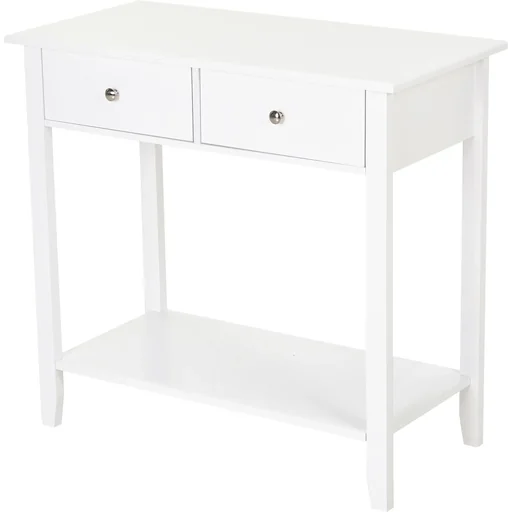 "Beistelltisch mit 2 Schubladen, Massivholz weiß image"