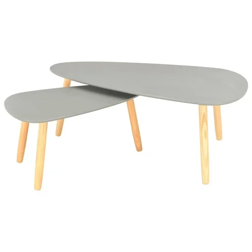 "Couchtische 2tlg. massiv Kiefer grau image"