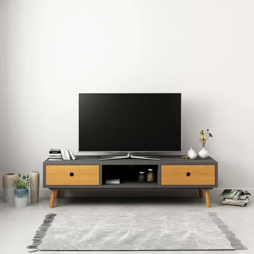 "TV-Schrank 120x35x35 cm Kiefer massiv grau image"