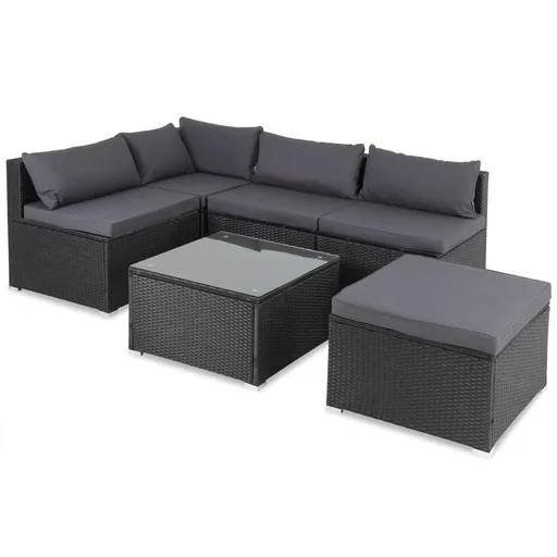 "Polyrotan Lounge-Set 16-Sitzer - Schwarz-Anthrazit image"