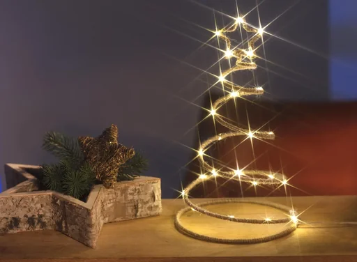 "LED Spiral-Tannenbaum aus Hanfseil image"