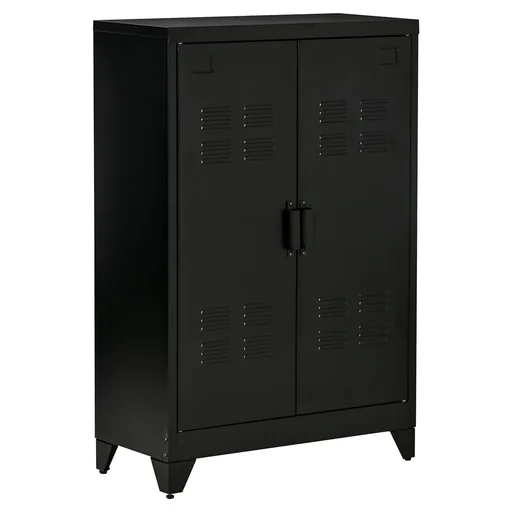 "Sideboard Aktenschrank mit Lamellentüren Kleiderschrank Lagerschrank industriell Metall Schrank mit 2 verstellbaren Einl image"