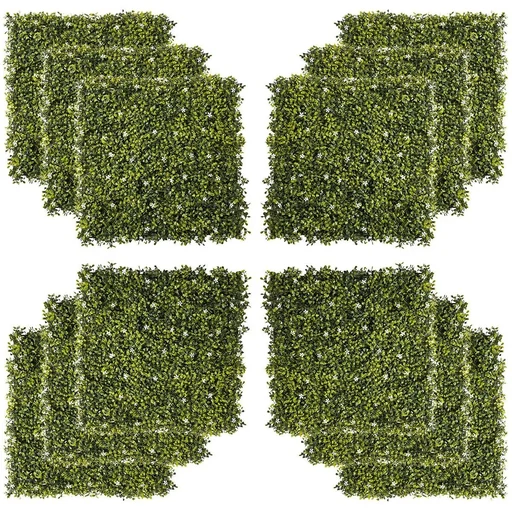 "12 Stück künstliches Pflanzenwand Hecke 50x50 cm UV-Schutz Sichtschutz Mailänder Gras Design Heckenpflanze für Garten Ou image"