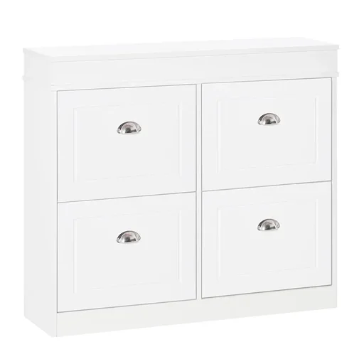 "Schuhschrank mit 4 Schubladen modern Einfaches Design Lagerung Schrank Spanplatte MDF Weiß 98 x 24 x 83 cm image"