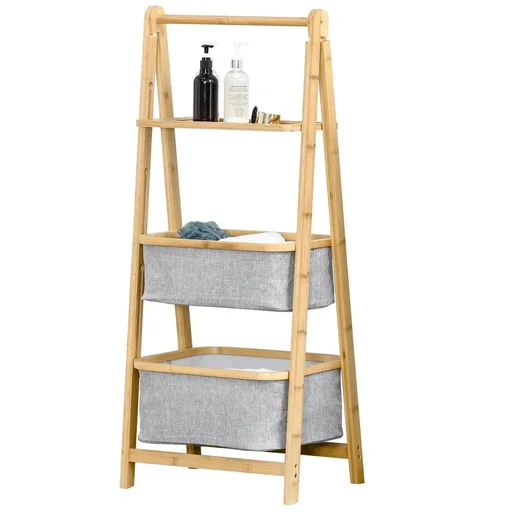 "Standregal Bücherregal Bambusregal 3-stufiges Büroregal Lagerregal Aktenregal Küchenregal faltbar Perfekt für das Wohnzi image"