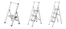 Alu-Design Klapptrittleiter 1-stufig Weiß, rutschfeste Haushaltsleiter, Sicherhe