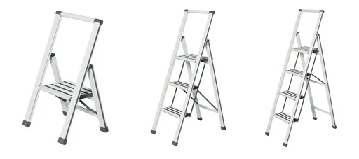 "Alu-Design Klapptrittleiter 1-stufig Weiß, rutschfeste Haushaltsleiter, Sicherheits-Stehleiter image"