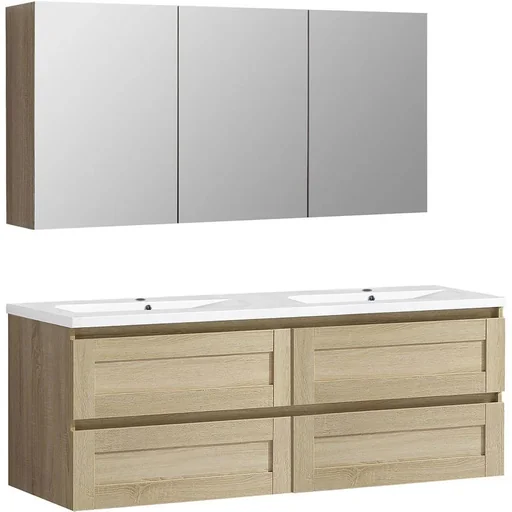 "Reno Badezimmermöbel 120cm - 2 Schlaglöcher - Eiche image"