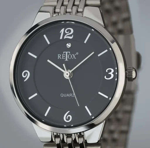 "Damen und Herren Uhren Set, schwarzes Zifferblatt und Swarowski Kristall auf der Damenuhr image"