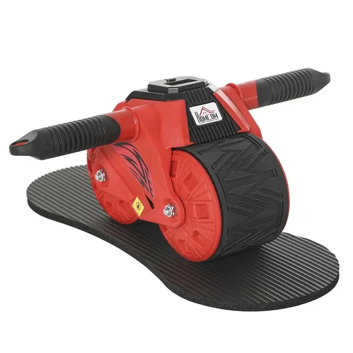 "AB Roller Bauchtrainer Bauchroller Bauchmuskeltraining inkl. Kniematte Display ABS Gummi Rot 40 x 25 x 16 cm image"