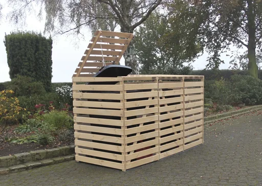 "Mülltonnenbox "Vario V" für 3 Tonnen, natur image"