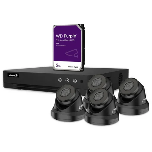 "ip-überwachungskamera-set - 4-kanal-netzwerk-videorekorder - 4 x ip-dome-kamera - festplatte 2 tb - kabel image"