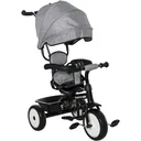 6 in 1 Kinderdreirad Dreirad Kinder Fahrrad Rad Kinderwagen Schubstange Sonnendach Sicherheitsgurt 6-60 Monate Grau+Schw
