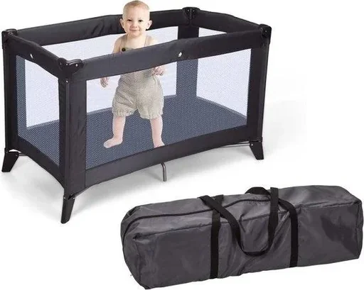 "Kinderbett Dunkelgrau klappbar - 76 x 120 cm image"