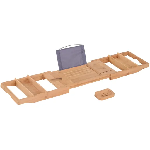 "Badewanne Badewannenregal Badewannenablage größenverstellbar Bambus Natur (73,5 108) x 17 x 5 cm image"