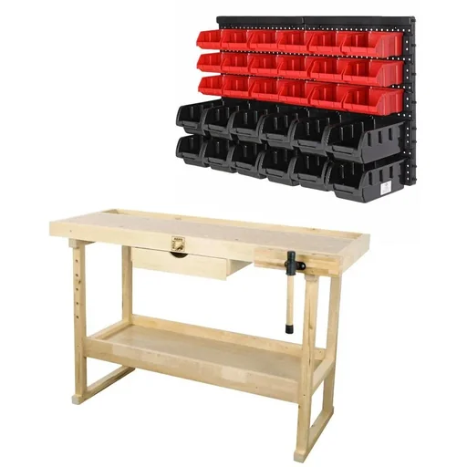 "Mancave Holzwerkbank MIT Deuba Werkzeugwand 2er Set image"