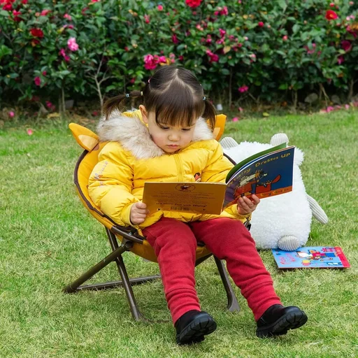 "Campingstuhl faltbar Kinder Klappstuhl Mondstuhl für 3 bis 5 Jahre alte Kinder Stahl gelb Ø50 x 49H cm image"