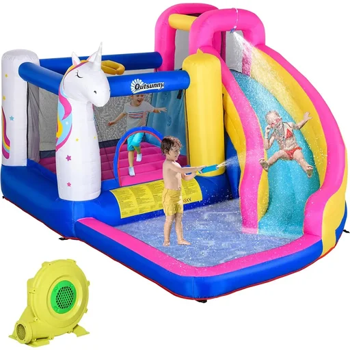 "Kinderhüpfburg mit Rutsche und Pool bunt image"