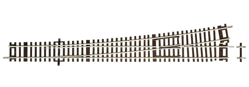 "Weiche links Wl10 ohne Antrieb, Länge 345 mm (= G1+G½), Abzweigwinkel 10°, Abzweigradius 1946 mm, Herzstückwinkel 8,1° image"