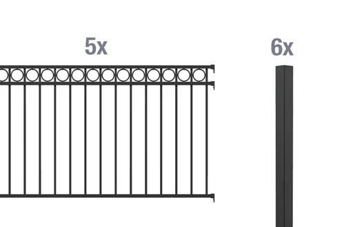 "Zaunkomplettset Circle, zum Einbetonieren, matt-schwarz, Höhe 120 cm, Länge 10 m image"