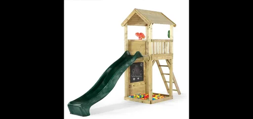 "Holz Aussichtsturm   Outdoor-Spielturm für Kinder aus Holz, Kletterwand, Rutsche, Sandkasten, Kreidetafel, natur image"