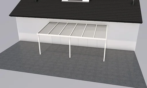 "Terrassendach Premium, weiß, 6110 x 3060 mm - Polycarbonat Stegplatten 16 mm, weiß gestreift image"