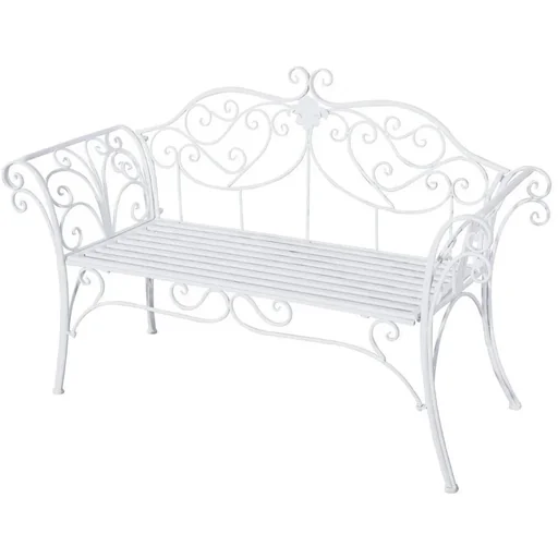 "Gartenbank Metall 2 Sitzer antik Weiß image"