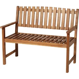 2-Sitzer Sitzbank Gartenbank Holzbank mit Armlehne Landhausstil Akazienholz Rotb