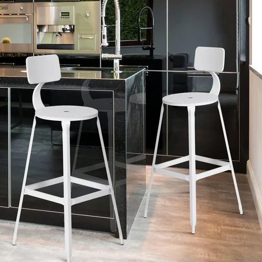 "2er-Set Barhocker Bistrostuhl Küchenhocker Metallhocker mit Antirutschpads mit Rückenlehne image"