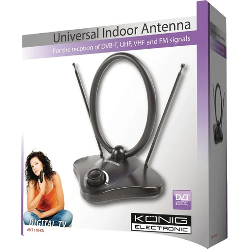 "Verstärkt Innen DVB-T/T2 - DAB+ Zimmerantenne mit Verstärker 22 dB FM / VHF / UHF image"