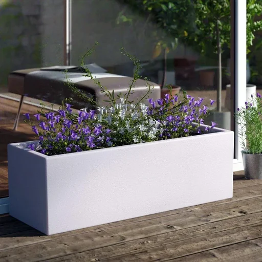 "Pflanzgefäß Polyrattan-Look anthrazit 60x25x46cm image"