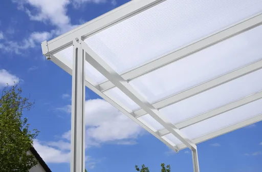 "Terrassendach Premium, weiß, 4102 x 4060 mm - 10mm Verbundsicherheitsglas (VSG) image"