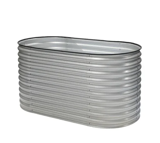 "Metall Hochbeet Oval silber 160 x 80 x 82 cm image"