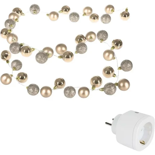 "Weihnachtsbeleuchtung Kugeln 40-LED - Champagner - 2m und Perel Smart home Wifi plug- Android & IOS image"