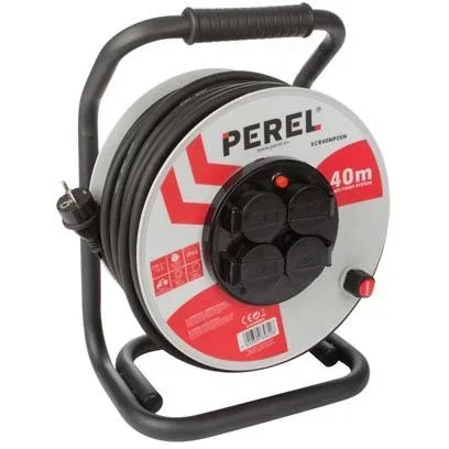 "PROFI-KABELTROMMEL MIT 'ANTI-TWIST'-SYSTEM - NEOPREN - 40 m - 3G2.5 - 4 STECKDOSEN - SCHUTZKONTAKT (FRANZÖSISCHES SYSTEM image"