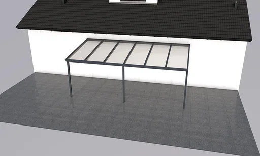 "Terrassendach Premium, anthrazit, 6110 x 3060 mm - Polycarbonat Stegplatten 16 mm, weiß gestreift image"