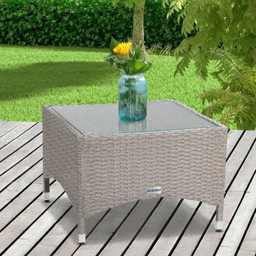 "Polyrotan Beistelltisch Grau, 58 x 58 x 42 cm image"