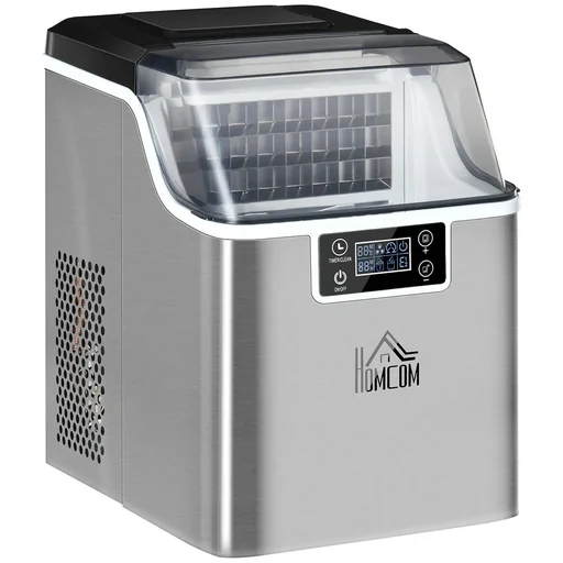 "Eiswürfelbereiter 20 kg/24h 2.3 l Eiswürfelbereiter mit 3.2 l Wassertank Display Edelstahl silber 25,2 x 36 x 37,1 cm image"