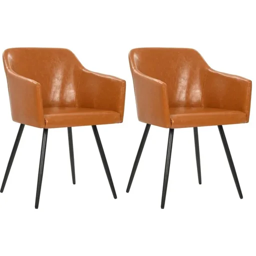 "Esszimmerstühle 2 Stück Kunstleder braun image"