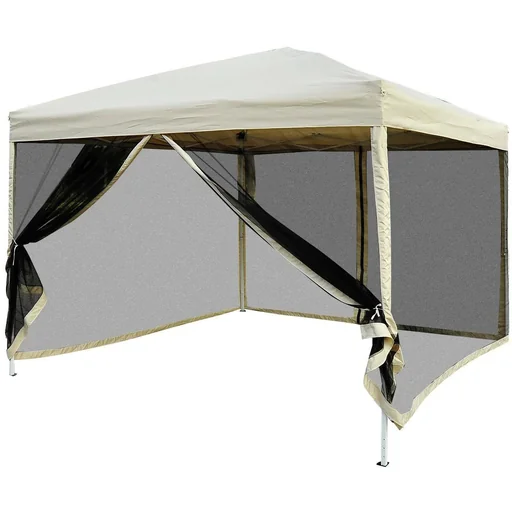 "Faltpavillon Faltzelt mit Seitenwänden 3x3m Stahl Beige image"