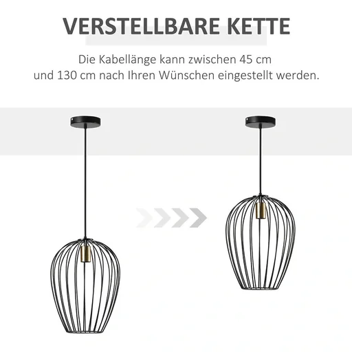 "Pendelleuchte Hängeleuchte Hängelampe modern Pendellampe für Büro Wohnzimmer Esszimmer Metall Schwarz Ø26 x 130 cm image"