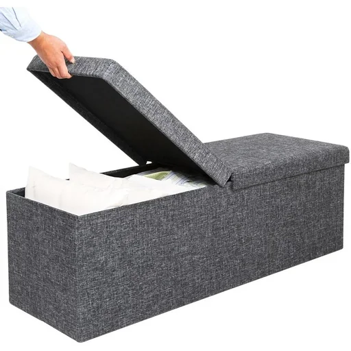 "Bank / Aufbewahrungsbox / Fußbank inkl. Aufbewahrung & Deckel - Dunkelgrau - 80 x 40 x 40 cm image"