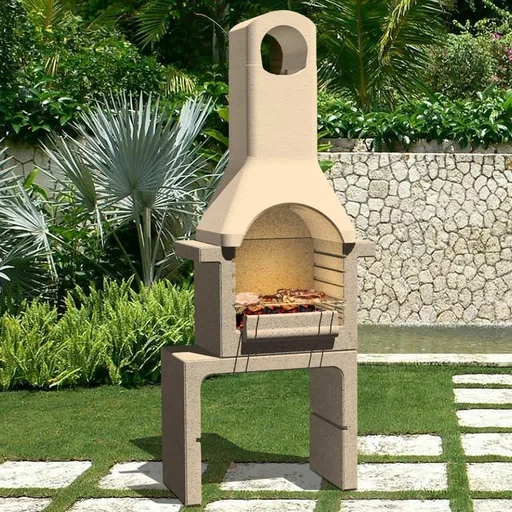 "Holzkohlegrill mit Schornstein aus Beton image"